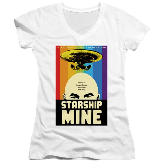 Star Trek Tng Season 6 Episode 18 Junior Women's V-Neck T-Shirt White