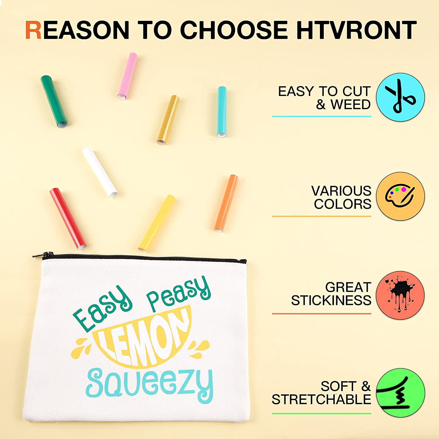 HTVRONT HTV Heat Transfer Vinyl Bundle - 14 Pack 12" x 3FT HTV Vinyl Roll, Iron on Vinyl for Cutter Easy Cut and Weeding(14 Assorted Colors)