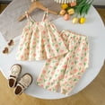 thumbnail image 2 of mgoYE Toddler Baby Girls Summer Clothes 3 6 12 18 Months 2T 3T 4T 5T Kids Girl Clothes Floral Tops Sleeveless Tank Tops Shorts(Yellow,18-24 Months), 2 of 6