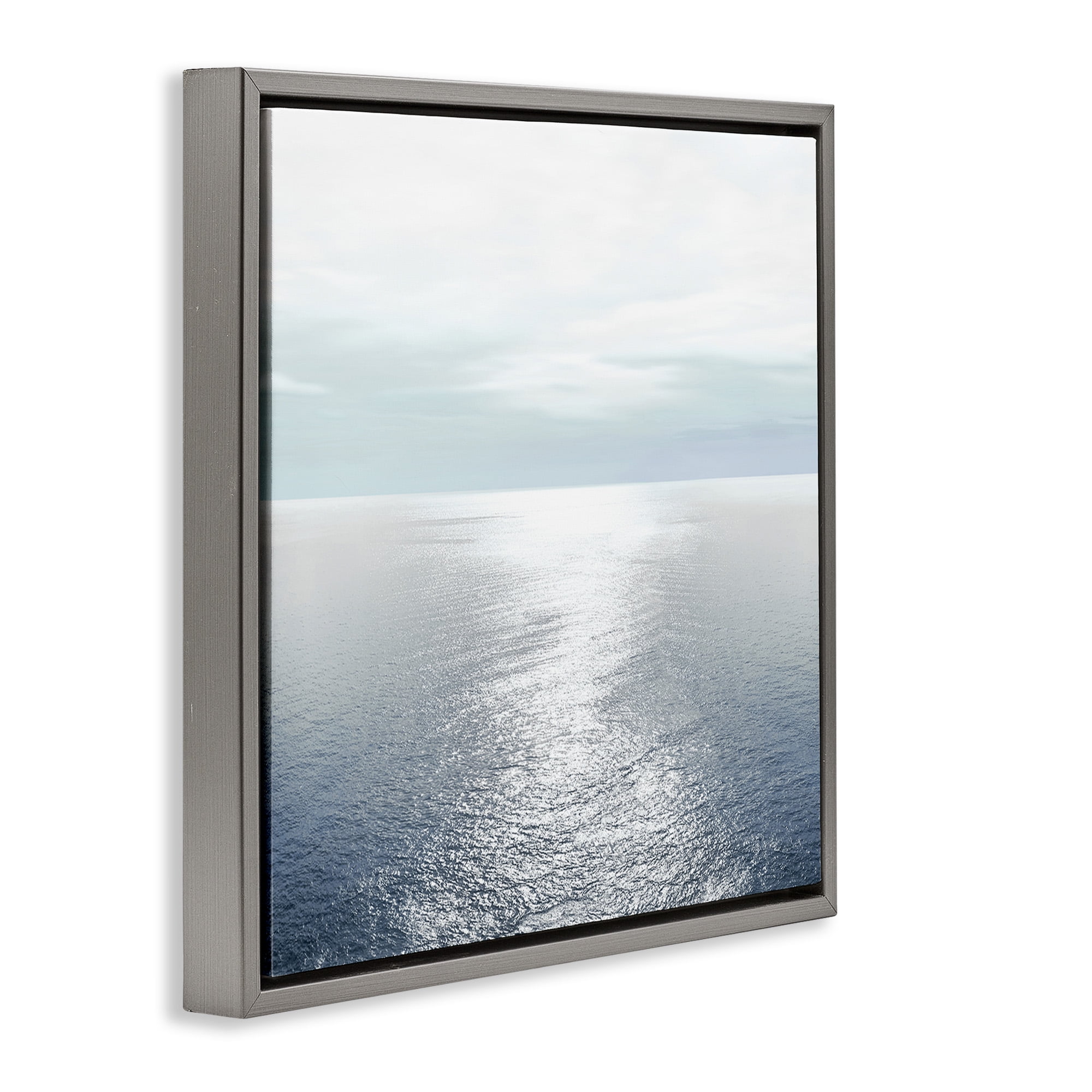 Stupell Industries Ocean Ripples Scenery Landscape Photography Gray Floater Framed Canvas Art Print Wall Art, 18 x 18