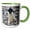 Green/White, variant on 3drose, Antarctica. Adelie Penguin Gathers a Pebble for a Nest., 11oz Two-tone Red Mug