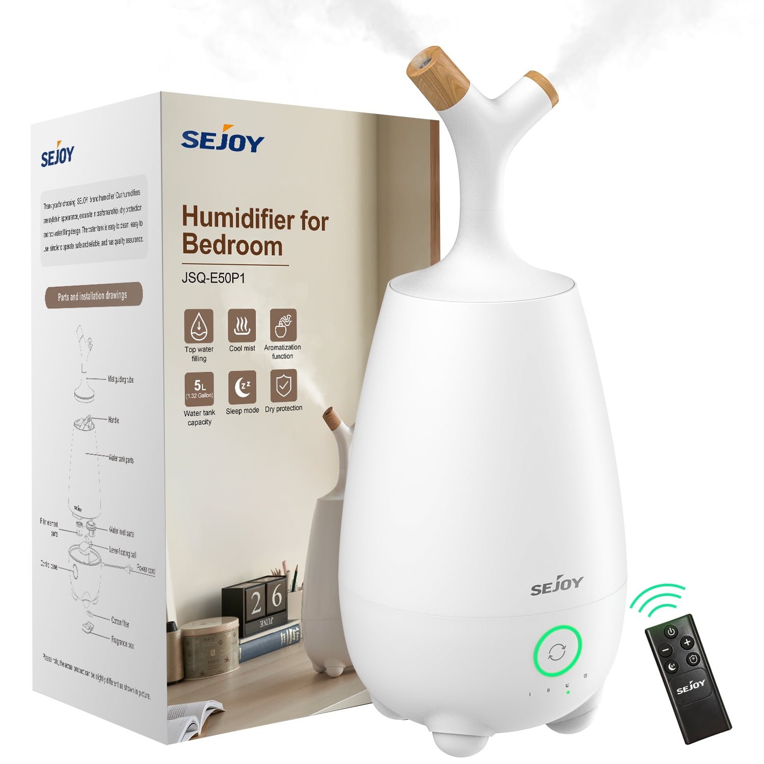 Sejoy Humidifier for Home, 5L Large Capacity Humidifier Gift Diffuser