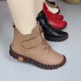 thumbnail image 4 of Botas de mujer de algodón con velcro, cosidas a mano y suela suave, de talla grande, con forro polar y cálidas botas con cordones, 4 of 6