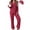 Red, variant on UVN Fall Pajama Set for Women Embroidered Floral Button Up Tops with Drawstring Pocket Pants Ladies Casual Lounge Set