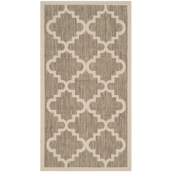 SAFAVIEH Courtyard Jaylee Geometric Indoor/Outdoor Area Rug, Brown/Beige, 2'7" x 5'