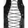 thumbnail image 6 of Alvivi Women's Lace Up Front Tank Tops Choker Neck Punk Sleeveless Vest Shirts PU Leather Crop Top Black 4XL, 6 of 7