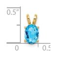 thumbnail image 3 of Solid 14k Yellow Gold 7x5mm Oval Blue Topaz Pendant Charm, 3 of 4