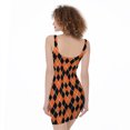 thumbnail image 2 of Orange And Black Halloween Argyle Print Sleeveless Bodycon Dress, Halloween Decorative Fashion Summer Maxi Dress For Women, 2 of 4