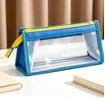 thumbnail image 2 of Large Mesh Pencil Cases 8.3 Inch, Clear Transparent Stationeries Bag for Kidults, High Capacity Class Pencil Bag with Bottom, Blue, 2 of 6
