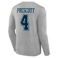 thumbnail image 3 of Men's Dak Prescott Gray Dallas Cowboys Icon Player Name & Number Long Sleeve T-Shirt, 3 of 3