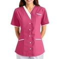 thumbnail image 4 of Wutalume Women's Quick Dry Fabric Solid Color V-Neck Short Sleeve Scrub Top, Healthcare and Medical Work Uniform,Hot Pink M, 4 of 4