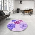 thumbnail image 4 of Ahgly Tapis Rond Lavable en Machine Intérieur Transitionnel Fleur Rose, 3 Pieds Rond, 4 of 7