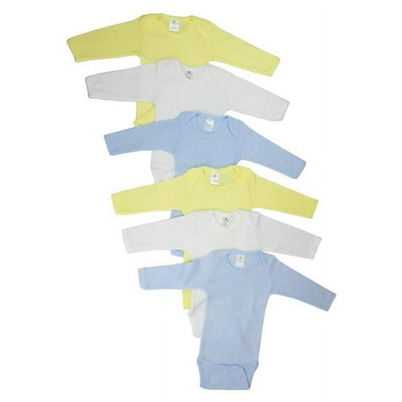 CS-100M-100M Boys Pastel Long Sleeve, White with Blue & Yellow - Medium