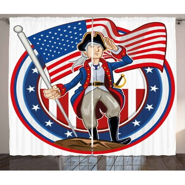 Ambesonne United States Curtains 2 Panel Set, Patriot Emblem, 108" x 108", Multicolor