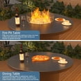 thumbnail image 6 of Gotland 7-Piece Outdoor Patio Dining Set, 48 Inch Round Propane Fire Pit Table with 6 Fixed Rocking Chairs, All Weather Patio Conversation Furniture for Backyard Deck Garden, Sand, 6 of 9