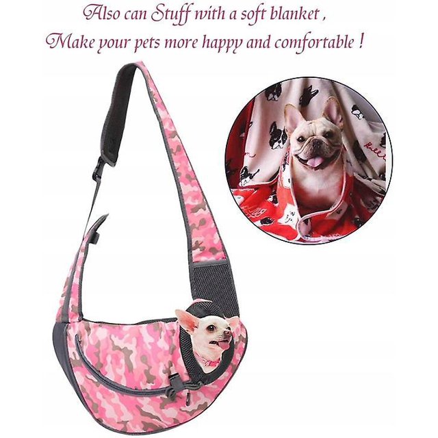 Arnés para perros, bolsa para colgar en la parte delantera, bolso para cachorros y gatos, viaje de malla transpirable, adecuado para perros pequeños y medianos y bolsos de hombro para gatos - (camufl