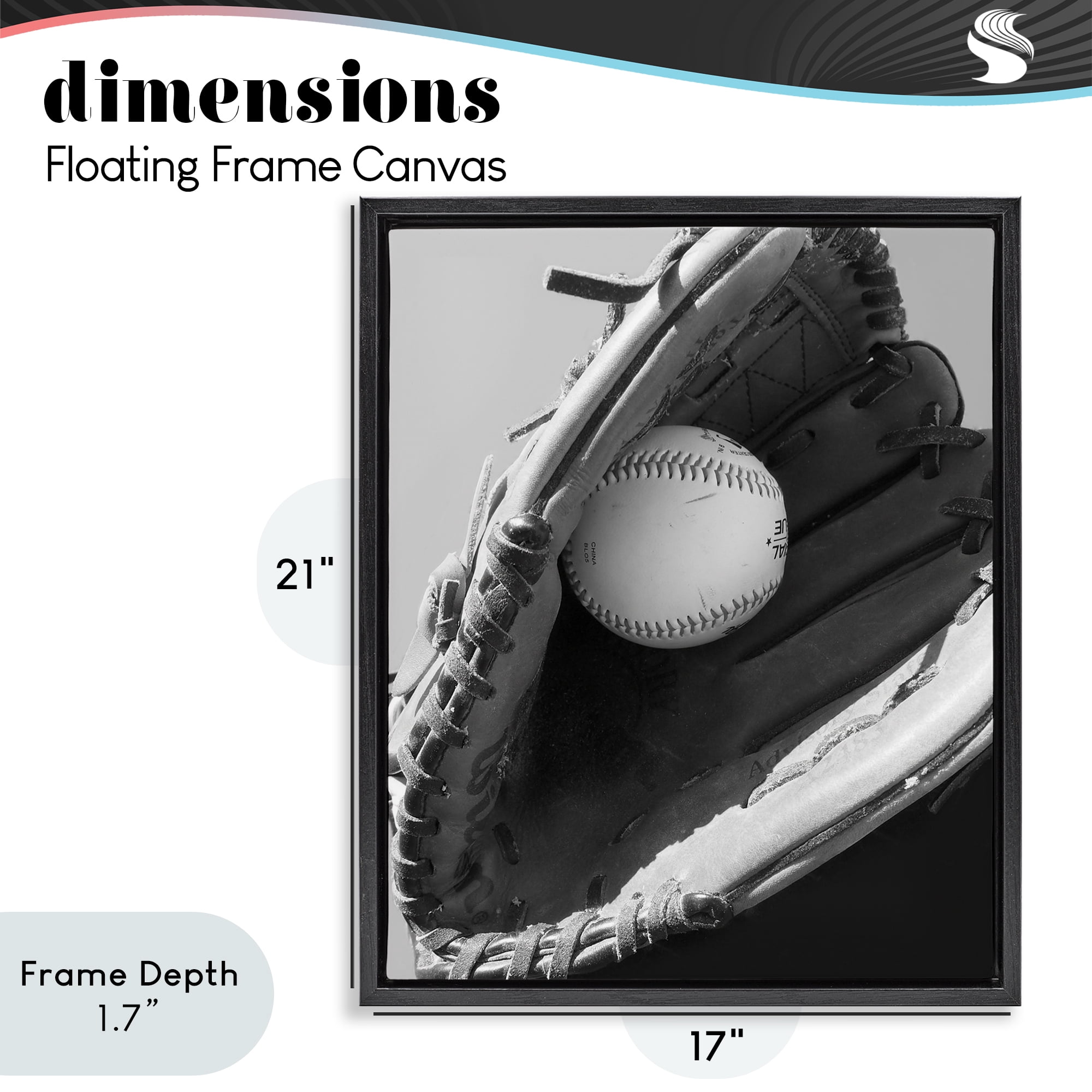 Stupell Industries Nice Catch Baseball Black Framed Floater Canvas Wall Art, design by Marcus Prime