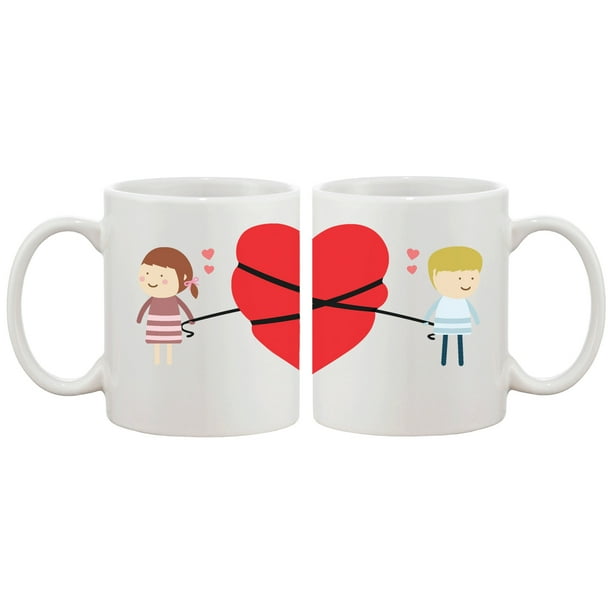 Love Connecting Couple  Mugs Cute Graphic Design Ceramic 