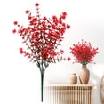thumbnail image 2 of Fake Greenery Boxwood Plant Outdoor Artificial Flowers Fake Boxwood Plastic Plants Greenery Shrubs UV Resistant for Summer Indoor Outdoor Garden Patio Home Table Vase Decor, 1Pc(Red,14x5"), 2 of 9