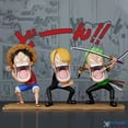 thumbnail image 3 of Figura de One Piece de 10 cm, figura de Luffy, Sanji, Roronoa Zoro, figuras de acción, versión Q, estatua, The Hungry Trio, modelo de PVC, juguetes, muñecos, regalos, 3 of 5