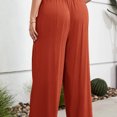 thumbnail image 3 of Pantalones de pierna ancha de gran tamaño, cintura elástica, cordón, holgados, ajustados, pantalones largos de pierna ancha para mujer, rojo sandía 3XL, 3 of 5