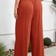 thumbnail image 3 of Pantalones de pierna ancha de gran tamaño, cintura elástica, cordón, holgados, ajustados, pantalones largos de pierna ancha para mujer, rojo sandía 4XL, 3 of 5