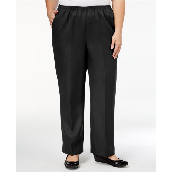 Alfred Dunner Womens Classic Pull On Straight Leg Casual Pants, black, Plus Size, 20W