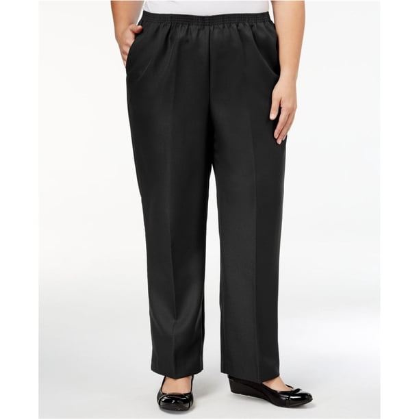 Alfred Dunner Womens Classic Pull On Straight Leg Casual Pants, black, Plus Size, 16W