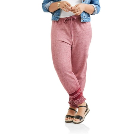 Juniors' Plus Marl Lounge Jogger With Velvet Leg Stripe