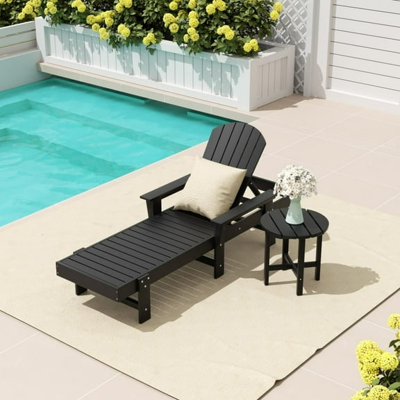 WestinTrends Dylan 2 Piece Adirondack Reclining Chaise Lounge With Arms, Black