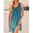 thumbnail image 3 of Ekouaer Nightgowns for Women Sleeveless Sleep Shirt Tank Night Gown V Neck Chemise Pleated Night Shirt Ladies Sleep Dress, 3 of 5
