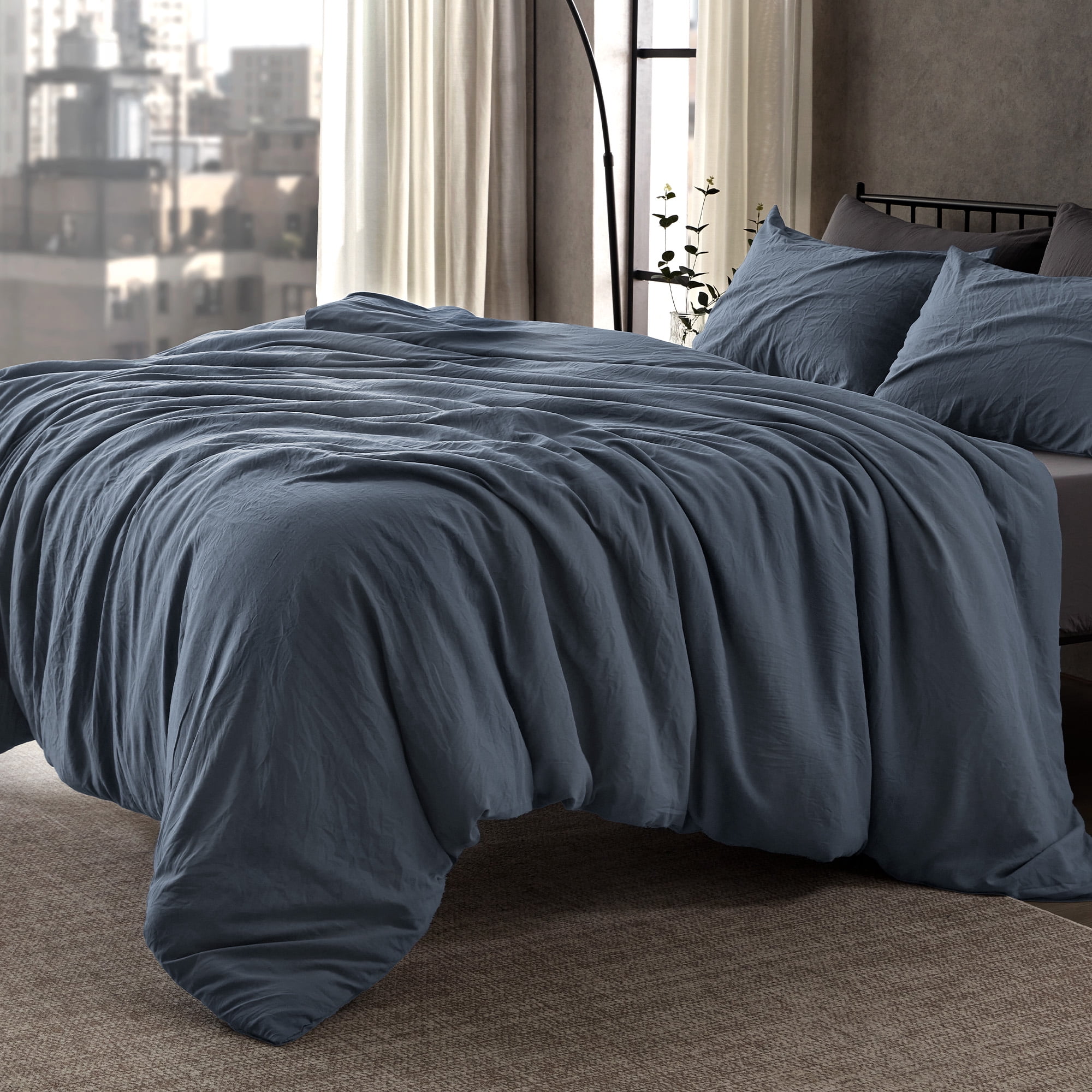 Sleep Zone Duvet Cover Twin/Twin Xl Size, Stone Washed, Soft and Comfortable with Natural Wrinkles, Easy Care, Gift-Wrapped, Safe and Skin-Friendly(Flint Stone Blue, Twin/Twin Xl)