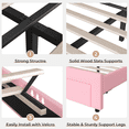 thumbnail image 3 of Twin Size Upholstered Platform Bed with Storage Drawer & LED Lights, Velvet Crystal Button Princess Bed Girl Bed Adjustable Headboard, Wood Slats Support, No Box Spring Needed, Pink, 3 of 9