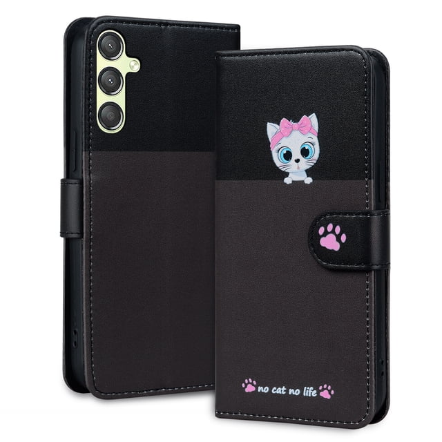 Compatible with Samsung Galaxy A24 4G Cute Animals Pattern Wallet Case with Card Slots Flip Cover