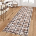 thumbnail image 2 of Nanan 2'x8' Modern Plaid Area Rug Farmhouse Geometric Carpet, Washable Rug Non Slip Indoor Mats for Hallway Bedroom Kitchen, Camel, 2 of 7