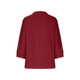 thumbnail image 4 of Njoeus Plus Size Tops for Women Ladies Summer Tops Women's 3/4 Sleeve Cotton Linen Blouses Buttons Down Women Plus Size Tunic Top Loose Oversized T-Shirt Henleys Work Shirt Work Office Clothes Women S, 4 of 5