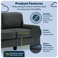 thumbnail image 3 of Serta Palisades 61" Track Arm Sofa, Easy Care Polyester, Loveseat or Couch for Small Spaces, Charcoal, 3 of 16