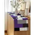 thumbnail image 4 of Table Runner 120 Inches Long for Kitchen Dining, Purple Grey Geometric Dresser Scarf Farmhouse, Dining Table Decorations for Wedding/Parties, Modern Black White Abstract Art 13 x 120 In, 4 of 8