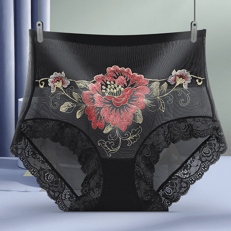 Fulorrnie Underwear for Women Breathable Briefs Comfort High Waisted Panties Cute Elastic Waist Stretchable Panty  Black  L
