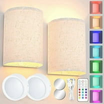 Wall Sconces Rechargeable 13Colors Changeable Dimmable Wall Lights with Remote Control Wall Lamp for Bedroom Living Room,Creamy White&White