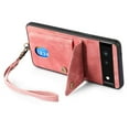 thumbnail image 7 of Nalacover for Google Pixel 6, Slim Case Wallet with Credit Card Holder, Back Flip Premium Leather Magnetic Clasp Kickstand Wirst Hand Strap Shockproof Cover for Google Pixel 6, Pink, 7 of 7