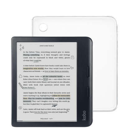 Kobo Libra Colour Black eReader with Case Bundle (Clear Case, Case Only)