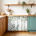 thumbnail image 2 of Teal Eucalyptus Leaves Sink Skirt 11"W x 13"L,Dustproof Under Sink Curtain Skirt for Bathroom Kitchen,Summer Botanical Spring Weeping Adhesive Short Curtain Vanity Cover for Laundry Closet Shoe Rack, 2 of 8