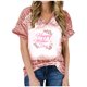 thumbnail image 1 of Top de manga corta con estampado de degradado Sexy de verano para mujer con cuello en V y estampado de día regular para mujer OAVQHLG3B Store lin121212, 1 of 4