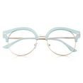 thumbnail image 2 of grinderPUNCH Cat Eye Trendy Round Metal Frame Clear Adult Glasses for Womens, Blue, 2 of 5