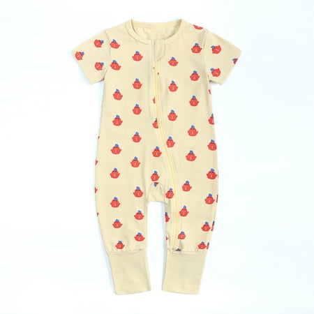 

Simplmasygenix Mothers Day Gifts Baby Romper Toddler Baby Boys Girls Cute Cartoon Animal Pattern Short Sleeve Double Zipper Romper Jumpsuit