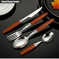 thumbnail image 6 of ABCISI Unique Wooden Handle Silverware Set, Kitchen Stainless Steel Flatware, Thick Round Handle Steak Knife Fork Spoon Teaspoon Set Eating Utensils (Silver, 16 pieces), 6 of 9