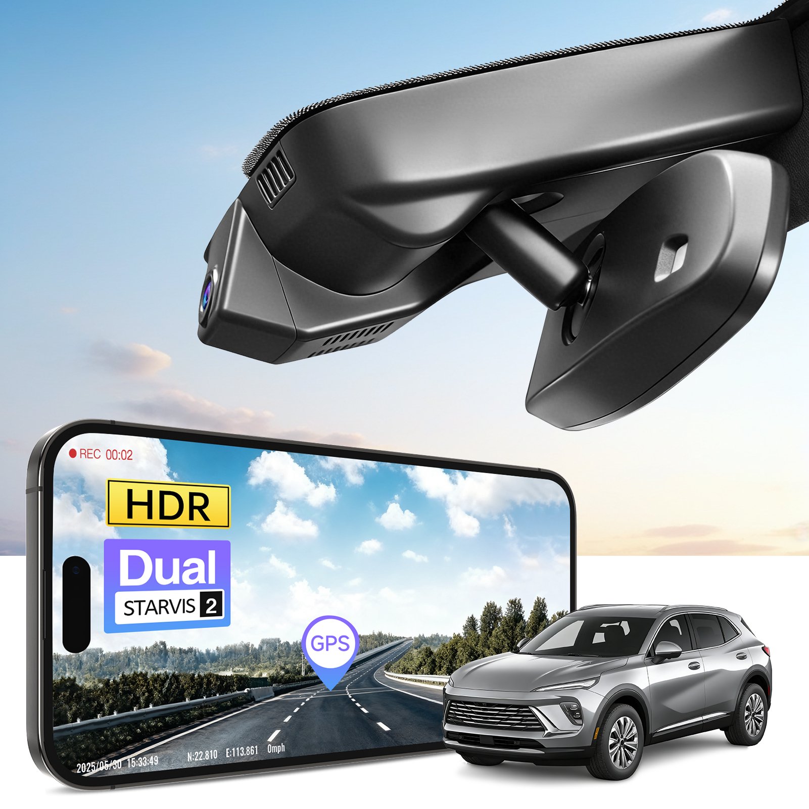 Mangoal 4K HDR Dash Cam STARVIS 2 IMX678 Fit for Buick Envista 2024 2025 2026, RS LS LT ACTIV, OEM Style, UHD 2160P Video, 5G WiFi & APP, GPS, 64GB Card