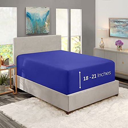 Nestl Fitted Sheets Twin XL Size – Premium 1800 Microfiber Fitted Bed Sheets 18-23" Deep Pocket Hypoallergenic and Fade Resistant (Royal Blue)