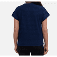 thumbnail image 2 of Ellen Tracy Women's Short Sleeve Knitted T-Shirt, Navy, Medium, 2 of 2